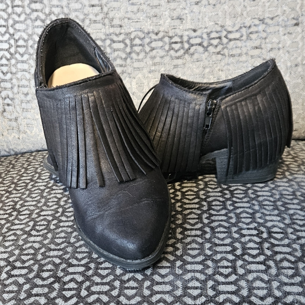 Coconuts by Matisse Black Fringe Ankle Boots